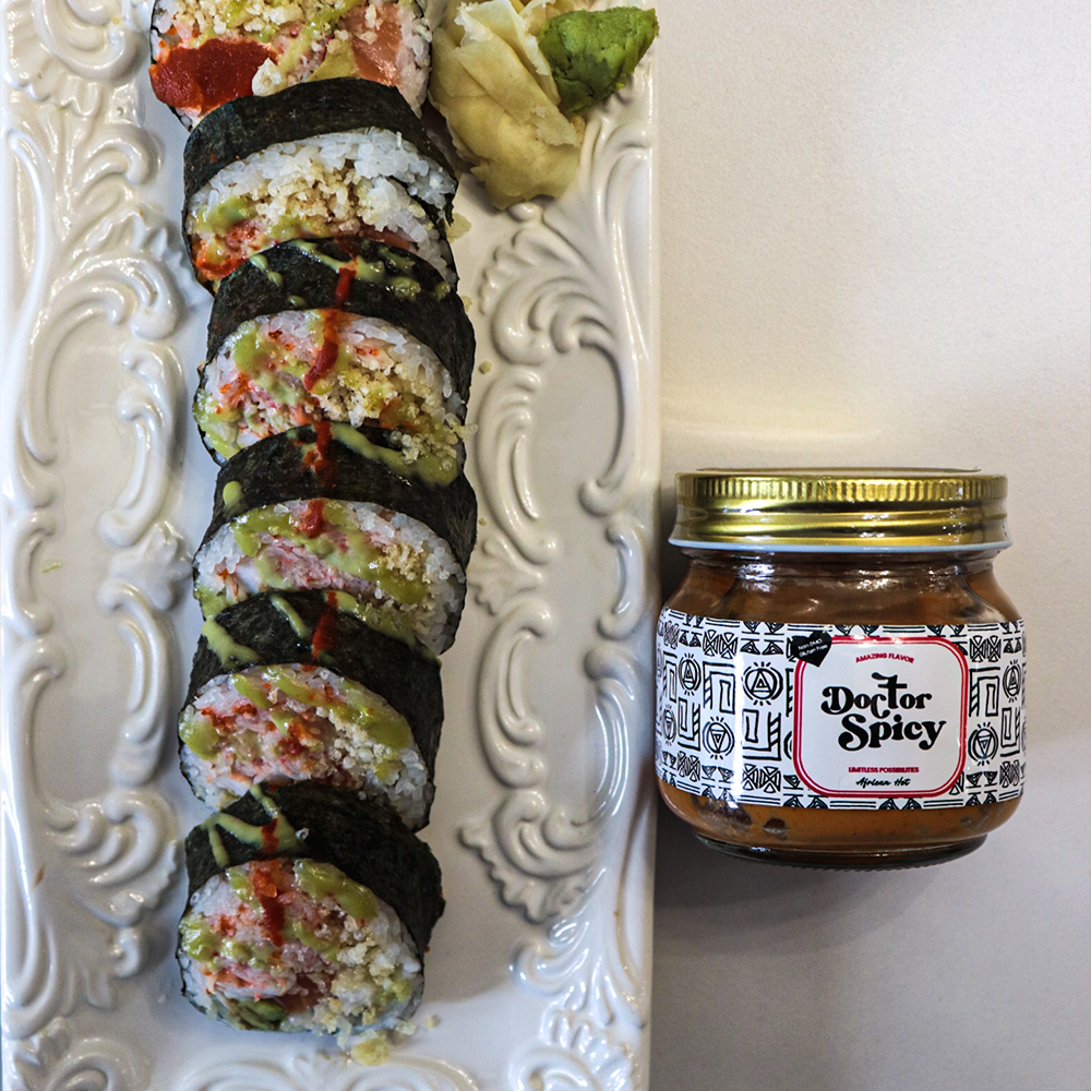 Spicy Sushi Rolls with Doctor Spicy Hot Sauce